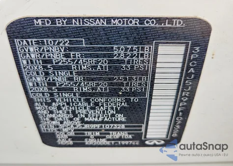 2023 Infiniti Qx55 Luxe z USA, uszkodzony, nr VIN 3PCAJ5JR9PF107328